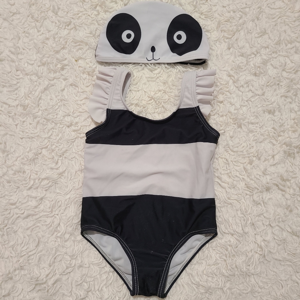 Baby Swimwear with Matching Panda Swim Cap